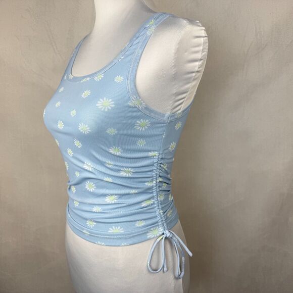 Princess Polly XX Women Sz 4 Floral Mesh Crop Top Round Neck Side Ruched - Picture 2 of 7